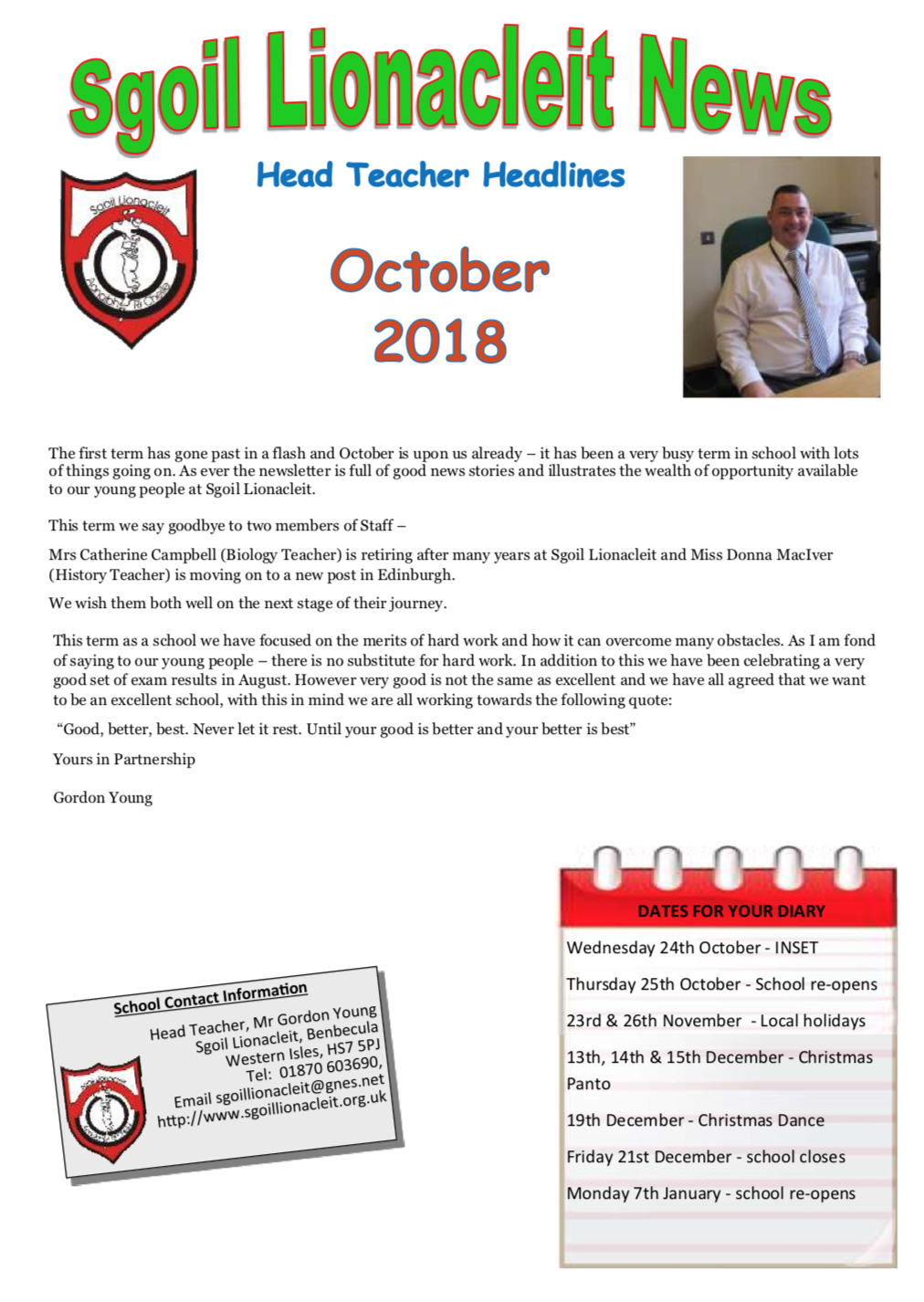 October 2018 Newsletter