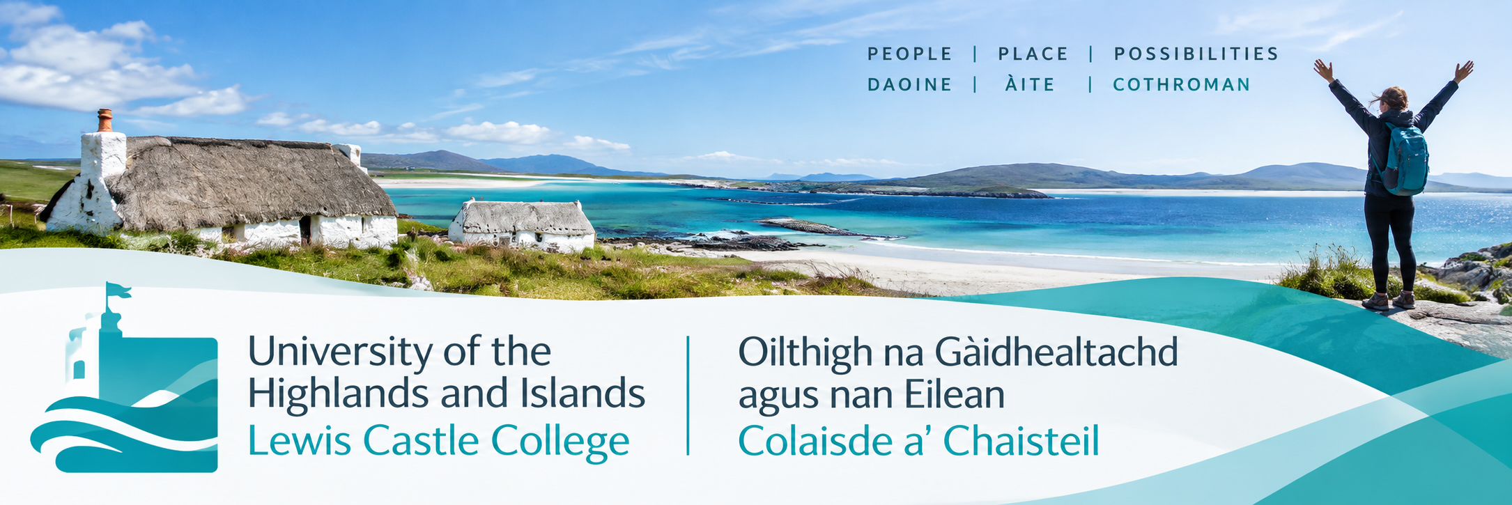 This image is a banner showcasing University of the Highlands and Islands, Lews Castle College Foundation Apprentiships